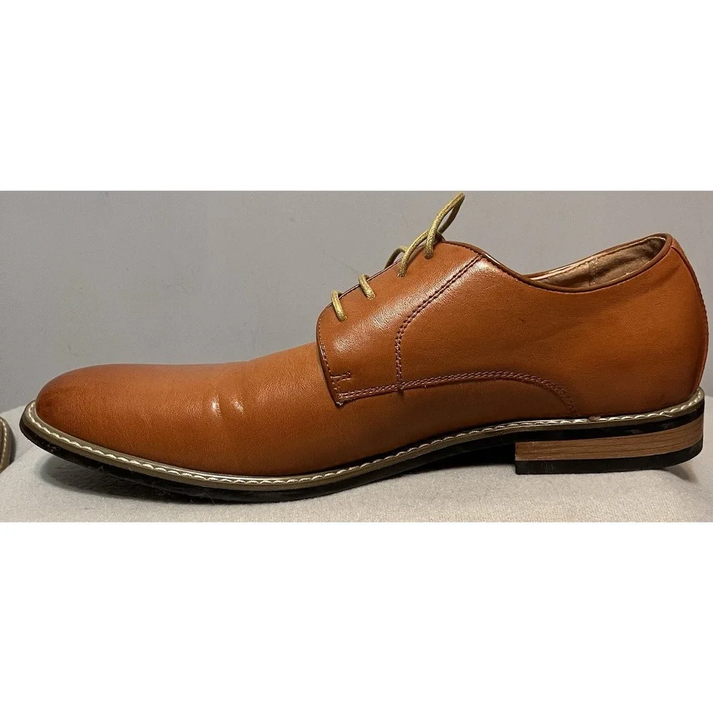 Zriang‎ Mens Dress Lace Up Oxfords Polished Brown Sz 13